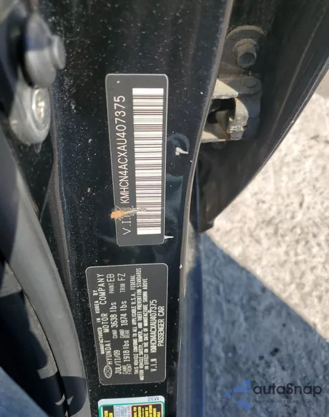 2010 Hyundai Accent Gls z USA, uszkodzony, nr VIN KMHCN4ACXAU407375